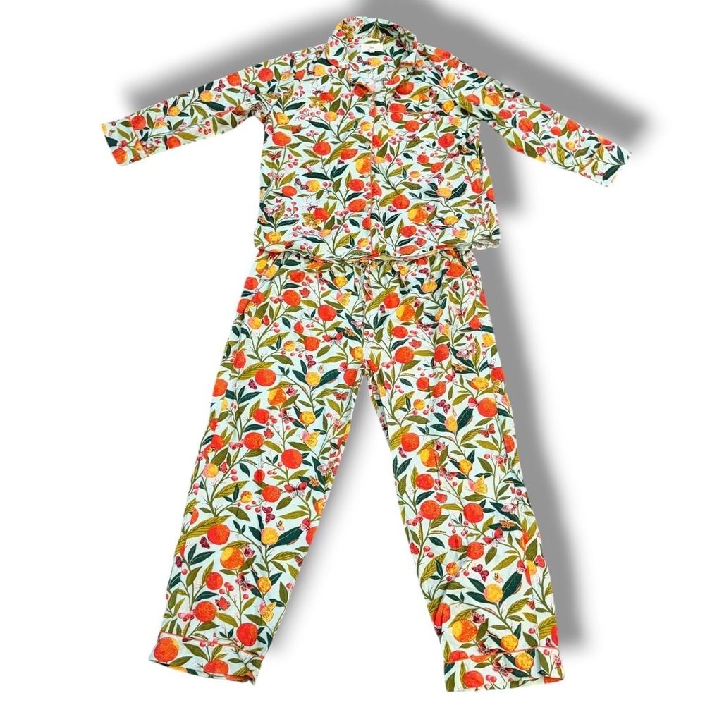 Printfresh Butterfly Grove Organic Cotton Pajama Set 1X Citrus Butterfly Cozy